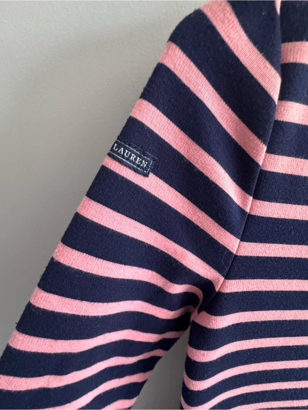 Polo Ralph Lauren Girls XL 16 Navy Pink Striped Fit & Flare Dress
